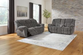 Signature Design by Ashley® 38104/88/94 Foreside - 2 Pc. - Reclining Sofa, Reclining Loveseat With Console - Charcoal