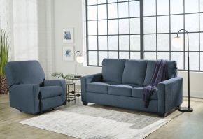 Signature Design by Ashley® 53604/36/25 Rannis - Navy - 2 Pc. - Full Sofa Sleeper, Rocker Recliner