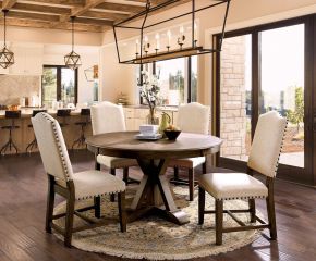 Furniture of America CM3014RT Julia - Round Dining Table - Light Oak / Beige