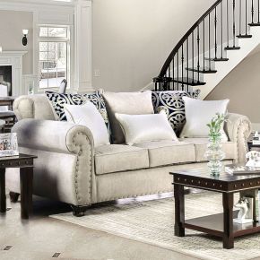 Furniture of America SM6152-SF Sinatra - Sofa - Light Mocha / Navy / Champagne