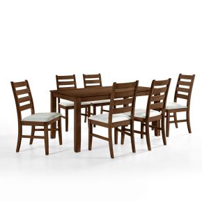 New Classic 40-D1652B-D6C Pascal - Rectangle Dining Table & 6 Chairs - Walnut
