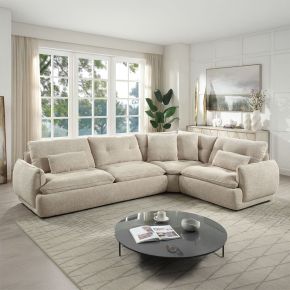 ACME LV04840 Jonina - Sectional Sofa With 4 Pillows - Beige Chenille