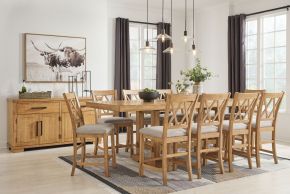 Ashley Furniture D773/32/124(5)/60 Ashley Furniture D773/32/124(5)/60 Havonplane - 12 Pc. - Counter Extension Table, 10 Upholstered Barstools, Server - Brown