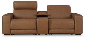 Ashley Furniture PCU10700S3 Magic Man - 3-Piece Power Reclining Sectional Loveseat With Console - Caramel