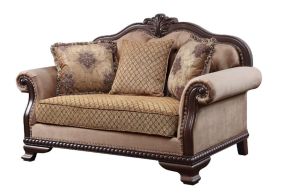 ACME 58266 Chateau De Ville - Loveseat With 3 Pillows (Same Lv01589) - Fabric & Espresso