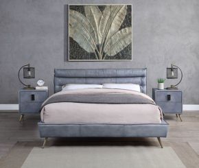 ACME BD00562EK ACME BD00562EK Doris - Eastern King Bed - Gray Top Grain Leather