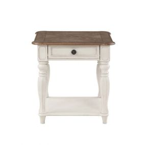 ACME LV01663 Florian - End Table - Oak & Antique White Finish