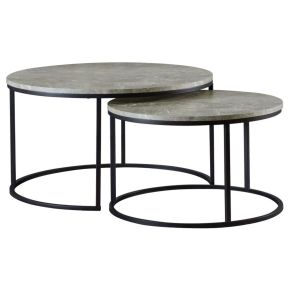 CoasterEveryday 736028 Lainey - 2 Piece Round Faux Marble Nesting Coffee Table - Gray