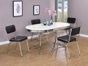 CoasterEveryday 2065-S5 Retro - 5 Piece Oval Dining Table Set - White And Black