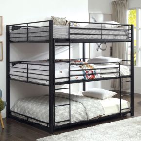 Furniture of America CM-BK917Q-BED Olga - Queen Triple Decker Bed - Sand Black