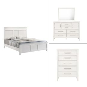 New Classic 00-677W-14C Andover - 6/6 Eastern King 4 Piece Bedroom Set (Bed & Dresser & Mirror & Chest) - White