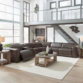 Liberty Furniture 7014CC-UPH-6PCSEC Deacon - 6 Piece Sectional - Boston Charcoal Leather