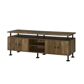 ACME LV00142 Ensata II - TV Stand - Rustic Oak & Black Finish