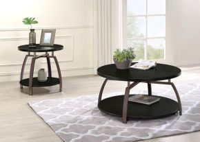 Coaster Fine Furniture 722208-S2 Dacre - 2 Piece Round Coffee And End Table Set - Dark Charcoal