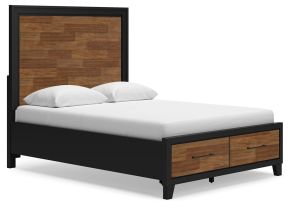 Benchcraft® B496B6 Kraeburn - Queen Panel Storage Bed - Brown / Black