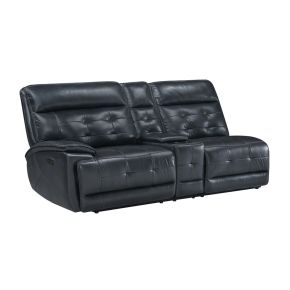 New Classic U2586-L25P2-BLK Warner - LAF Console Loveseat With 2 Power Fabric And Headrest - Black