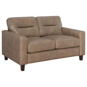 Coaster Fine Furniture 504668 Scotland - Faux Leather Upholstered Track Arm Loveseat - Brown