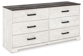 Signature Design by Ashley® EB4121-231 Shawburn - Six Drawer Dresser - Pewter-tone pulls - White / Black / Gray