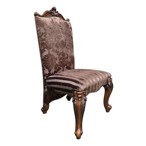 ACME 61102 Versailles - Side Chair (Set of 2) - Two Tone Light Brown Synthetic Leather /Fabric & Cherry Oak