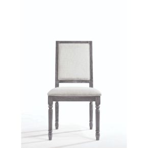 ACME 66182 Leventis - Side Chair (Set of 2) - Cream Linen & Weathered Gray
