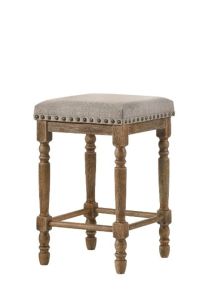 ACME 77177 Farsiris - Counter Height Stool (Set of 2) - Beige Fabric & Weathered Oak