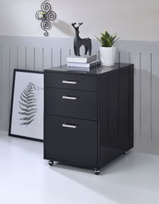ACME 92450 Coleen - File Cabinet - Black High Gloss & Chrome