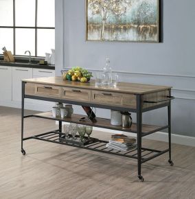 ACME AC00402 Macaria - Kitchen Island - Rustic Oak & Black Finish - 33"