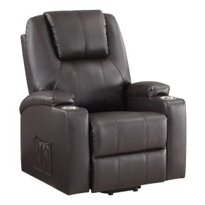 ACME LV02181 ACME LV02181 Evander - Recliner With Power Lift & Massage - Brown Leather Aire