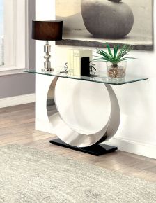 Furniture of America CM4726S-TABLE Orla - Sofa Table - Satin Plated / Black