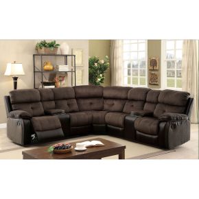 Furniture of America CM6871-SECTIONAL Hadley - Sectional With 2 Consoles - Brown / Black