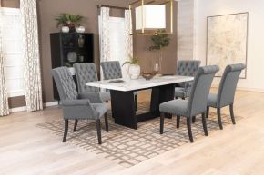 Coaster Fine Furniture 115511-S7G Sherry - 7 Piece Rectangular Marble Top Dining Table Set - Gray