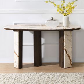 ACME AC04567 ACME AC04567 Haidar - Console Table With Marble Top - Natural / Brown