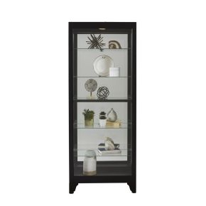 Pulaski Furniture 21218 PFC Curios - Lighted Gallery Style 5 Shelf Curio Cabinet - Onyx Black