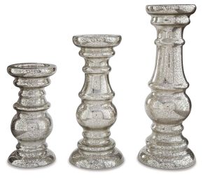 Ashley Furniture A2000249 Rosario - Silver Finish - Candle Holder Set (Set of 3)
