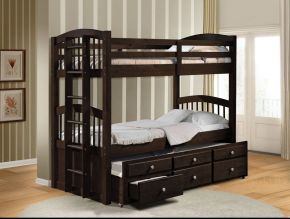 ACME 40000 Micah - Twin Over Twin Bunk Bed With Trundle & Storage - Espresso
