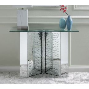 ACME 90510 Nysa - 45" X 32" Console Table - Mirrored & Faux Crystals