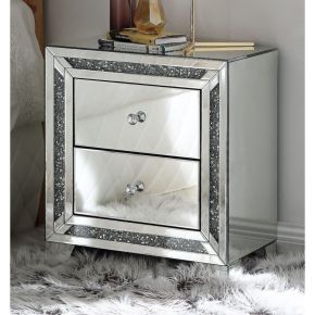 ACME 97647 Noralie - 22" X 14" Accent Table With Faux Diamonds - Mirrored