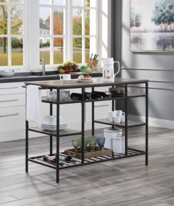 ACME AC00325 Lona - Kitchen Island - Rustic Oak & Black Finish