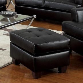 ACME 15093B Platinum - Ottoman - Black Bonded Leather