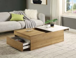 ACME LV00797 Aafje - Coffee Table - Oak & White Finish