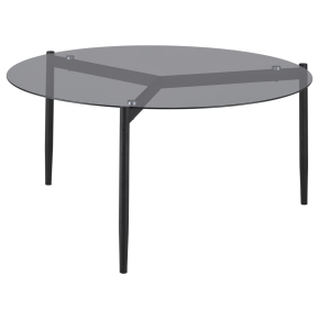 CoasterEveryday 710168 Rosalie - Round Smoked Glass Top Coffee Table - Sandy Black