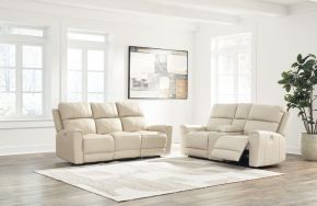 Signature Design by Ashley® U13200/87/96 Dahlmoore - 2 Pc. - Power Reclining Sofa, Power Reclining Loveseat With Console - Almond