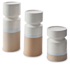 Ashley Furniture A2000583 Hurston - Candle Holder Set (Set of 3) - Ivory / Brown