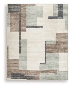 Ashley Furniture R407411 Larkport - 8' x 10' Washable Rug - Cream / Brown / Gray