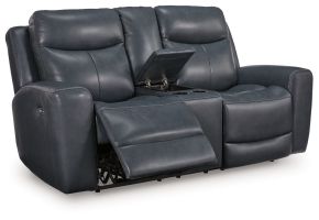Ashley Furniture PCU1210018 Next Move - Power Reclining Loveseat With Console / Adjustable Headrest - Admiral