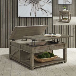 Liberty Furniture 172-OT-O3PCS Parkland Falls - 3 Piece Table Set (1 Lift Top Cocktail Table 2 End Tables) - Weathered Taupe