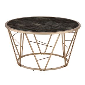 ACME 83300 Cicatrix - Coffee Table - Engineering Stone Glass Top & Champagne