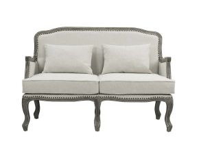 ACME LV01131 Tania - Loveseat With 2 Pillows - Cream Linen & Gray