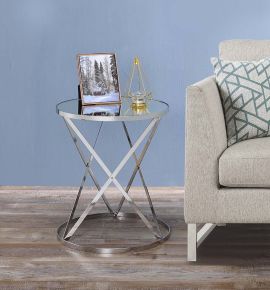 ACME 97877 Flux - Accent Table - Mirror & Chrome Finish