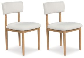 Signature Design by Ashley® D427-02 Sawdyn - White / Light Brown - Dining Upholstered Side Chair (Set of 2)